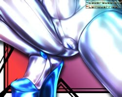 1girls 2023 2d color cyberqueenindustries digital_media_(artwork) drone_(neo_world_order) faceless faceless_character faceless_female female female_only humanoid jsyrin labia labia_majora metallic_body neo_world_order platform_footwear platform_heels pose pussy pussy_focus robot robot_girl robot_humanoid silver_skin solo solo_female squatting