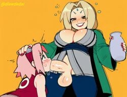 1futa 1girls ai_assisted ai_generated dlewdedai drunk fellatio futa_on_female naruto_(series) naruto_shippuden sakura_haruno tsunade