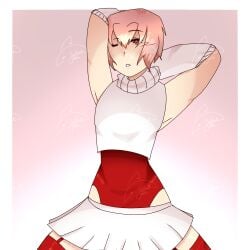 crossdressing crossdressing_male femboy male male_only oc on_knees original_character pink pink_hair single_male solo sullen_doll