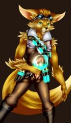 canine clothing falcondx fennec flask fox male_only mammal paladins penis pip_(paladins) simple_background