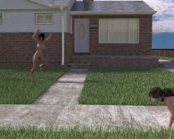 3d_animation 3d_render chased embarrassed_nude_female enf humiliation living_clothes living_clothing tagme video