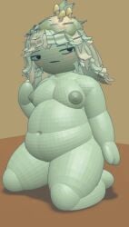 1girl 1girls 3d 3d_model alien alien_girl beanoid big_belly big_thighs brown_background chronoverse chubby fat green_hair green_skin hand_in_hair lichen_hair low_poly mitten_hands mora no_toes oc on_floor on_knees original original_character round_belly round_head self_upload shiny_skin simple_background simple_eyes simple_face sitting_on_floor slime slime_girl slime_mold_body tinkercad yellow_blush