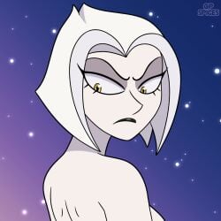 1girl 1girls 2026 amazon_prime angel angel_girl black_lips cartoon exorcist_(hazbin_hotel) gp_spices hazbin_hotel invincible invincible_(tv_series) looking_back lute_(hazbin_hotel) naked naked_female reference short_hair space star star_background tagme tv_show white_body white_hair white_skin yellow_eyes