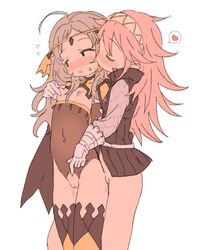 2girls aged_down blonde_hair breasts fire_emblem fire_emblem_if multiple_girls nintendo nipples ophelia_(fire_emblem) pussy small_breasts soleil_(fire_emblem) yuri