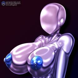 1girls 2025 2d areolae blue_areola blue_nipples breasts breasts_focus color cyberqueenindustries digital_media_(artwork) drone_(neo_world_order) faceless faceless_character faceless_female female humanoid jsyrin large_breasts metalic_skin metallic_body solo solo_female