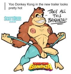 anthro balls bara barazoku boner donkey_kong donkey_kong_(series) donkey_kong_in_overalls erection furry gorilla ledange male male_only muscles muscular nintendo overalls penis scottdeer solo solo_male suspenders