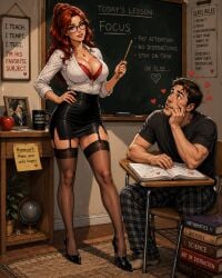1boy 1boy1girl 1girls ai_generated artist_request big_ass big_breasts breasts classroom couple couple_(romantic) curvaceous curvy curvy_figure digital_media_(artwork) eyewear female glasses hips hourglass_figure huge_ass huge_breasts large_ass large_breasts legs light-skinned_female light-skinned_male light_skin male male/female marvel marvel_comics mary_jane_watson mature mature_female peter_parker red_hair redhead slim_waist spider-man spider-man_(series) straight student teacher thick thick_hips thick_legs thick_thighs thighs unknown_artist voluptuous waist wide_hips