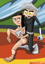 1boy 1girls anal blue_hair breasts brown_skin comics-toons.com creampie cum cum_in_ass cum_inside danny_fenton danny_phantom dark-skinned_female dark_skin female ghost interracial male nickelodeon paulina_sanchez straight_hair white_hair