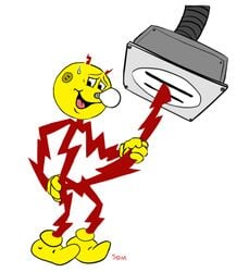 electrical_outlet electricity erection hand_on_ass holding_penis lightbulb looking_at_viewer male_only reddy_kilowatt shoes som sweatdrop tagme