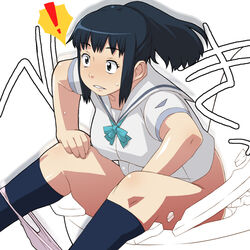 blue_knee_socks blue_legwear blue_socks blush broken clothing itou_yukino knee_socks legwear obese panties panty_pull plump ponytail rd_sennou_chousashitsu real_drive shocked socks surprised sweat tied_hair toilet underwear watarabe_keiichi yukino_itou