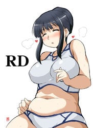 aoi_manabu bikini black_hair blush breasts closed_eyes heart itou_yukino large_breasts manabu_aoi medium_breasts obese plump rd_sennou_chousashitsu real_drive swimsuit yukino_itou