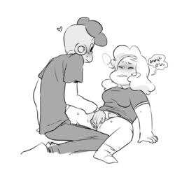 blush bottomless cartoon_network fingering heart lars_barriga monochrome sadie_miller steven_universe