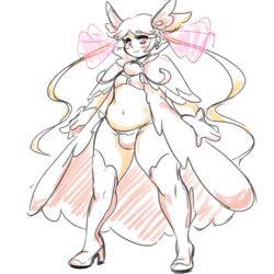 audino audino_(cosplay) bulge chubby cosplay drawn femboy high_heel_boots male male_only mega_audino_(cosplay) mega_evolution panties pokemon pokemon_(cosplay) solo trap yellow_kirby