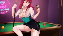 amanda_(fap_ceo) bar fap_ceo nutaku pool_table red_hair stockings