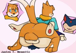 2boys alternate_color anthro anus ass blush bottomless buizel clothed clothing duo feet furry gay hi_res interspecies jaylen_the_meowstic male male_only mammal nintendo original_character otter paws pokémon_(species) pokemon pokemon_(species) pokemon_dppt pokemon_gsc quilava rear_view sex signature smile testicles thick_thighs video_games wide_hips yaoi