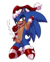 absurd_res alpha_channel anthro armwear balls bedroom_eyes blue_fur blush bow_ribbon candy candy_cane christmas clothing cum cumshot dark_skin ejaculation elbow_gloves erection eulipotyphlan fangs food fur gloves green_eyes half-closed_eyes hand_behind_head hands-free hat hedgehog hi_res holding_food holding_object holidays humanoid_penis kneeling kukkiisart legwear licking looking_at_viewer male male_only mammal orgasm penis quills santa_hat seductive simple_background smile solo sonic_(series) sonic_the_hedgehog stockings striped_armwear striped_legwear striped_stockings stripes suggestive suggestive_food tongue tongue_out transparent_background