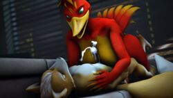 3d absurd_res anthro anthro_on_anthro anthrofied avian banjo-kazooie beak big_breasts bird breasts canid canine claws crossover cum cum_between_breasts feathers feet female female_on_top fox fox_mccloud fox_whisper85 green_eyes hi_res huge_breasts interspecies kazooie larger_female male mammal nintendo nipples on_top orgasm outercourse paizuri penis pinned rareware red_feathers sex size_difference sofa source_filmmaker star_fox straight talons video_games warfare_fox warfare_kazooie yellow_feathers