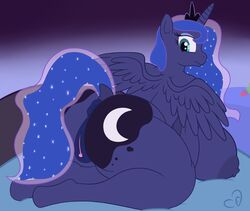 2017 alicorn anthro ass big_breasts big_butt breasts cogsfixmore equine female friendship_is_magic horn mammal mature_female my_little_pony princess_luna_(mlp) slightly_chubby voluptuous wings