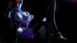 3d 3dwidowbutt blender blue_skin bodysuit breasts dark_image dildo erect_nipples female female_only headgear looking_at_viewer masturbation nipples overwatch pussy sex_toy solo torn_clothes vaginal_insertion widowmaker yellow_eyes