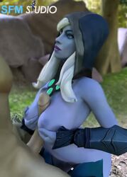 3d animated blue_skin breasts dota dota_2 drow_ranger female large_breasts male nipples no_sound paizuri penis sfmstudio source_filmmaker video