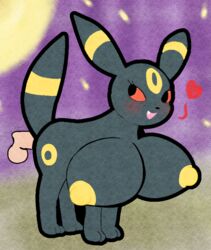 1boy 1girls beeartist big_breasts blush breasts busty_feral eeveelution female feral furry heart huge_breasts human human_on_feral interspecies nintendo penis pokémon_(species) pokemon pokemon_gsc sex straight umbreon video_games