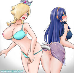 2girls anal anal_insertion anal_masturbation anal_object_insertion anus areolae armpits ass ass-to-ass asymmetrical_hair bending_forward big_breasts bikini blonde_hair blue_bikini blue_clothing blue_eyes blue_hair blue_neckwear blue_scarf blue_swimsuit blush breasts breasts_out_of_clothes bulge cleavage clothed_sex color crossover crown dildo dildo_in_ass double_ended_dildo duo embarrassed eyelashes female female_only fire_emblem fire_emblem_awakening hair hair_over_one_eye hairband hand_in_panties headgear large_breasts light-skinned_female light_skin long_hair looking_back looking_back_at_partner lucina_(fire_emblem) mario_(series) multiple_girls nintendo nipple nipple_bulge nipples one_breast_out open_mouth panties panties_aside panty_pull pink_nipples princess_rosalina pussy rosalinaxgirl see-through see-through_clothing sex sex_toy sharing shaved_pussy side_view simple_background skirt skirt_up standing star_earrings super_mario_galaxy swimsuit swimsuit_pull tiara toy uncensored underwear vagina white_background yuri