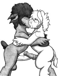 afro animal_genitalia animal_penis big_penis denzeltip earth_pony equine equine_penis frottage gay horse horsecock huge_cock kissing male mammal monochrome my_little_pony nude penis pony precum sex yaoi