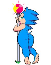 1boy anthro ass autobum autocon99 barefoot femboy furry girly licking male male_only pole sega solo sonic_(series) sonic_team sonic_the_hedgehog trap