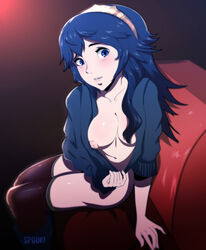 areolae blush breasts female female_only fire_emblem fire_emblem_awakening looking_at_viewer lucina_(fire_emblem) nintendo nipples solo spookiarts