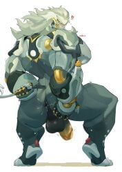 ass balls banyue_(zenless_zone_zero) bara boner cum cum_in_ass erection lion machine male male_only muscles muscular nude penis robot robot_anthro solo solo_male zenless_zone_zero zudo_o