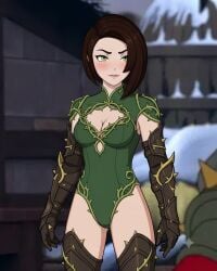 1girls ai_generated female green_leotard ivy_thickety leotard rwby rwby:_arrowfell