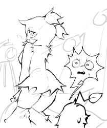 1boy 1girls ass furcorn irougaki larger_female my_singing_monsters pompom_(my_singing_monsters)