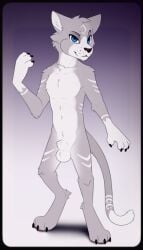 2024 3_claws 3_toes 4_claws 4_fingers animal_genitalia anthro arm_markings balls biped black_claws black_nose blue_eyes claws digital_media_(artwork) digitigrade dipstick_tail domestic_cat facial_markings feet felid feline felis finger_claws fingers forehead_markings front_view fur genitals gloves_(marking) grey_body grey_ears grey_fur grey_tail haiiroyuki_(zekeofgods) head_markings hi_res leg_markings looking_at_viewer male mammal markings meraence multicolored_body multicolored_fur multicolored_tail navel nude nude_anthro nude_male sheath simple_background smile smiling_at_viewer snout solo standing striped_arms striped_body striped_fur striped_legs striped_markings striped_tail stripes tail tail_markings toe_claws toes two_tone_body two_tone_fur two_tone_tail white_balls white_body white_fur white_inner_ear white_markings white_stripes white_tail white_tail_tip