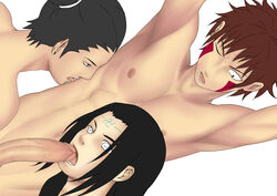 3boys abs big_penis black_eyes black_hair boner brown_hair cum cum_in_mouth cum_on_body drooling erection face_markings facial fellatio gay hyuuga_neji inuzuka_kiba large_penis licking licking_male_nipple male male_only multiple_boys muscle naked nara_shikamaru naruto naruto_shippuden nipples nude one_eye_closed open_mouth oral pecs penis ponytail purple_eyes saliva sex sosenwo1122 tan_skin threesome tongue tongue_out topless wince yaoi