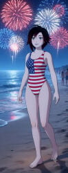 ai_generated american_flag_swimsuit female flag_print flag_print_swimsuit one-piece_swimsuit ruby_rose rwby swimsuit