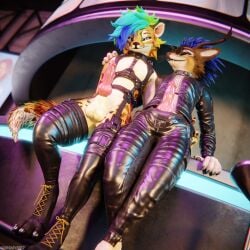 1:1 3d_(artwork) absurd_res animal_genitalia animal_penis anthro anthro_on_anthro balls bar biped black_boots black_clothing black_footwear black_shoes blender_(artwork) blender_cycles_(artwork) boots bottomwear brown_body brown_fur canid canine canine_genitalia canine_penis canis cheetah claws clothed clothing deer depth_of_field digital_media_(artwork) dominant dragonplayer dragonplayer_(character) duo erection felid feline footwear fox fur genitals hair hi_res inside jacket knot leaning leather leather_boots leather_clothing leather_footwear leather_jacket leather_topwear legwear male mammal multicolored_body on_ground open_mouth pants paws penis reflection rexouium shoes shoes_on silentdefang slim slim_anthro slim_male slim_sub smile standing strip_club submissive submissive_male tail teasing topwear white_body white_fur yellow_body yellow_fur
