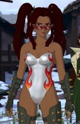 1girls ai_generated dark-skinned_female dark_skin female leotard roane_ashwood rwby rwby:_arrowfell sunglasses twintails