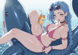 1girls big_breasts bikini curvaceous curvy curvy_female female female_focus female_only jinx_(league_of_legends) league_of_legends light-skinned_female light_skin looking_at_viewer slim_waist smile smiling smiling_at_viewer solo solo_female solo_focus swimsuit thick_thighs thighs vizaz wide_hips