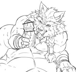 abs ass canine cum cum_on_face erection fellatio genn_greymane male mammal muscular muscular_male nude oral orgasm pecs penis sex simple_background urakata5x video_games warcraft were werewolf white_background worgen yaoi