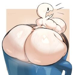 anthro ass breasts enormous_ass female food_creature hot_chocolate huge_breasts lightmizano marshmallow solo stevest58244496