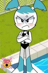 1girl 1girls 1robot 1robot_girl 2d ai-generated ai_generated angry angry_expression angry_eyes angry_face angry_female anthro anthro_female anthropomorphic arms_crossed artist_logo bangs bare_arms bare_shoulders black_and_white_clothing black_fishnet_legwear black_fishnet_pantyhose black_fishnet_stockings black_fishnets blue-haired blue-haired_female blue_boots blue_footwear blue_hair blue_hair_female blue_haired blue_shoes blush blush_lines blushing blushing_female bolts boots chainlink_fence cow_print cow_print_swimsuit cowprint cowprint_swimsuit crossed_arms cute cute_expression cute_face cute_female cute_girl cyborg_girl daytime english_text eyelashes female female_solo fence fishnet fishnet_clothing fishnet_legwear fishnet_pantyhose fishnet_stockings fishnets footwear grass hair humanoid humanoid_robot hunnyhive hunnyhive(artist) hunnyhivestudio hunnyhivestudios innocent jenny_wakeman light_blush mad my_life_as_a_teenage_robot nickelodeon no_nudity one_piece_swimsuit onepiece_swimsuit outdoors outdoors_female outside pigtails pool poolside public public_pool questionable robot_girl robotic robotic_limbs safe sfw shoes shoes_on short_female short_pigtails shoulders solo_female standing standing_female superheroine swimming_pool swimsuit swimwear twintails twintails_(hairstyle) water xj9
