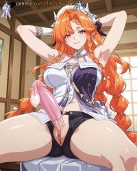 1futa 1futanari adult adult_female ai_generated armpit armpit_fetish armpits arms_behind_head arms_up bangs bare_shoulders big_breasts boobs braid breasts bust busty busty_female busty_girl clothing_cutout cock condom dick dickgirl dress earrings female fingerless_gloves futa futa_sans_balls futanari girl gloves hair_ornament half-erect halterneck hands_behind_head jewelry kuro_games large_breasts legs_apart legs_spread long_hair machine_muse mature mature_body mature_female no_balls orange_hair penis purple_eyes pussy sexy sexy_body shirt shorts side_braid sigrika_(wuthering_waves) sitting solo spread_legs tits trans trans_woman twin_braids two-tone_dress uncensored used_condom vagina very_long_hair watermark white_dress white_headwear wuthering_waves