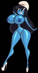 areolae big_breasts blonde_hair blue_body blue_skin breasts cosplay disney featureless_crotch female hat heels high_heels knick_knack large_hips long_hair nipples noonun nude permanent_smile pixar platform_footwear platform_heels shoes smiling smurf smurfette smurfs sunglasses sunnification the_smurfs thin_waist transformation wide_hips