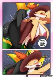 absurd_res anthro anthrofied apode big_butt breasts butt canid canine comic comic_panel delphox dialogue draconcopode duo falling female fox generation_5_pokemon generation_6_pokemon hi_res humanoid legless male male/female mammal naga nintendo plap plap_(sound) pokemon pokemon_(species) pokemorph reptile scalie serpentine serperior shizen_terra snake tail thick_thighs thrusting vool_jin_cortes