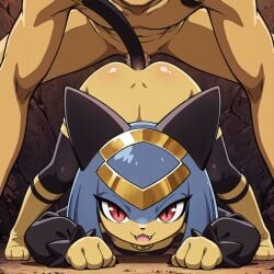 ai_generated anal anal_penetration anal_sex ass ass_focus bending_forward bending_over doggy_style doggystyle feline haremoverlord palworld penis penis_in_ass sekhmet_(pal) thick_thighs thighs