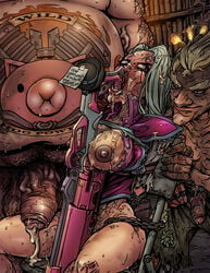 1girls 2boys 2d after_rape angry ashe_(overwatch) balls ballsack belt belt_bondage blizzard_entertainment blood blue_hair bondage breasts bukkake chained cum_in_hair cum_on_body cum_on_breasts cum_on_clothes cum_on_face cum_on_nose cybernetic_limbs dirty dominant_male drooling fat_man female female_focus flaming_hair folding_chair foreskin foreskin_folds gag glare gun hairy_balls hands_behind_back human humanoid humiliation hyper hyper_penis improvised_gag injury intact junkrat leaking_cum leaking_penis male male_domination male_pubic_hair nipples note overwatch partially_retracted_foreskin penis profanity red_eyes roadhog running_mascara scrotum shotgun smirk straight submissive_female sweat tattoo testicles thick_thighs thorn_ashe tied_to_chair torn_clothes uncut veiny_penis white_hair wide_hips