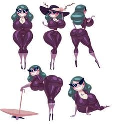 big_breasts breasts clothed disney disney_channel dress eclipsa_butterfly female green_hair hat knick_knack large_hips long_hair magic noonun permanent_smile pixar presenting_hindquarters shoes smiling star_vs_the_forces_of_evil sunglasses sunnification thin_waist transformation umbrella voluptuous wand wide_hips