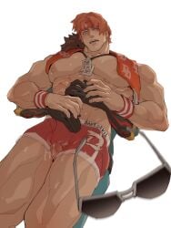 abs artist_request behind big_pecs blush blushing cum cyclops_(marvel_rivals) cyclops_(x-men) daredevil daredevil_(marvel_rivals) daredevil_(series) erect_penis erection gay male male_focus male_only marvel marvel_rivals matt_murdock muscular muscular_male nipples pecs penis penis_between_thighs scott_summers shirtless shirtless_male standing sweat sweatdrop sweating tag_request thighfuck thighjob topless topless_male x-men yaoi