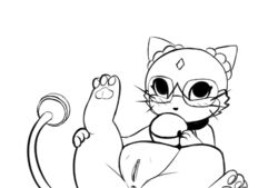 1girls 2018 anus bell blush eyewear feet feline female female_only feral furry glasses leg_up looking_at_viewer mammal monochrome nintendo paws pokémon_(species) pokemon pokemon_gold_beta pokemon_gsc pussy rinrin rymherdier rynring simple_background solo spread_legs tail thick_thighs video_games white_background wide_hips