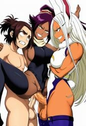 ai_generated anal bleach double_penetration futanari gabi_braun miruko my_hero_academia novelai sex shihouin_yoruichi